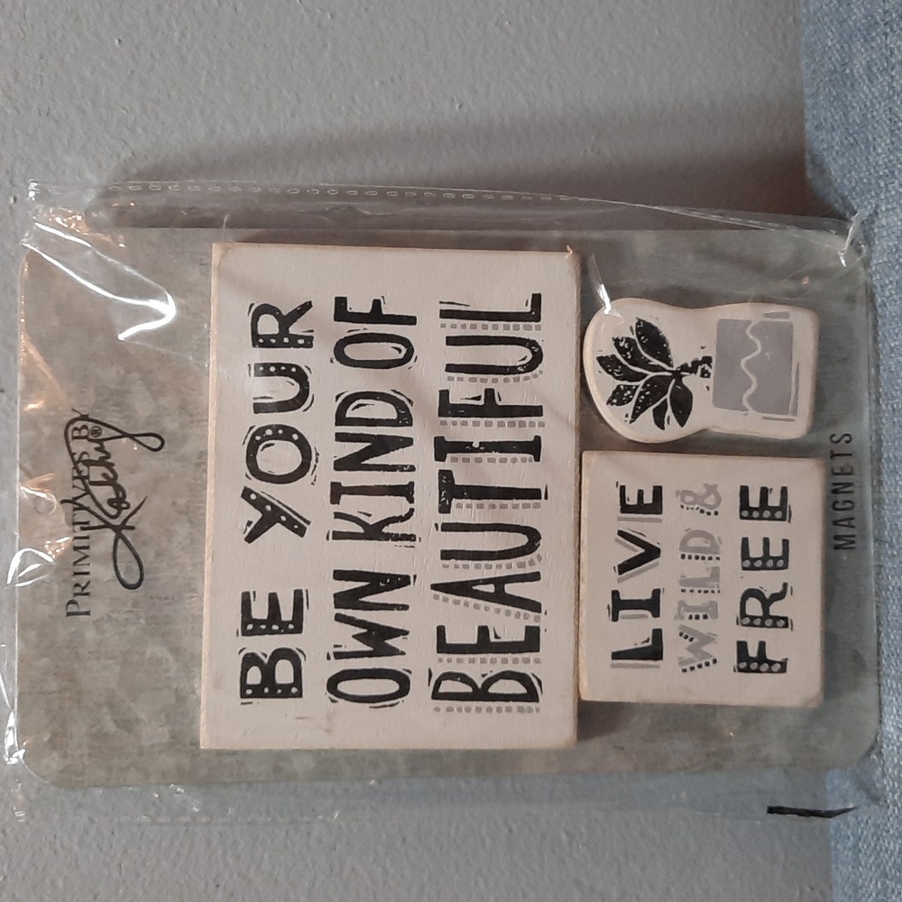 Be Your Own Kind Of Beautiful Live Wild Free Succulent Plant Wood Magnet Set NWT